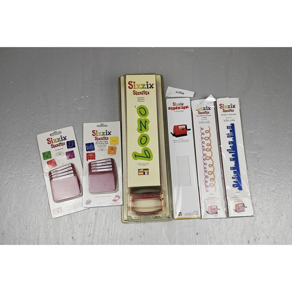 Sizzix Bundle Alphabet Die Set, Birthday Set, Christmas Doodle, City Scape Loopy